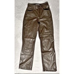 Abercrombie Fitch Womens 25 0 Vegan Leather Pants 90s Straight Brown